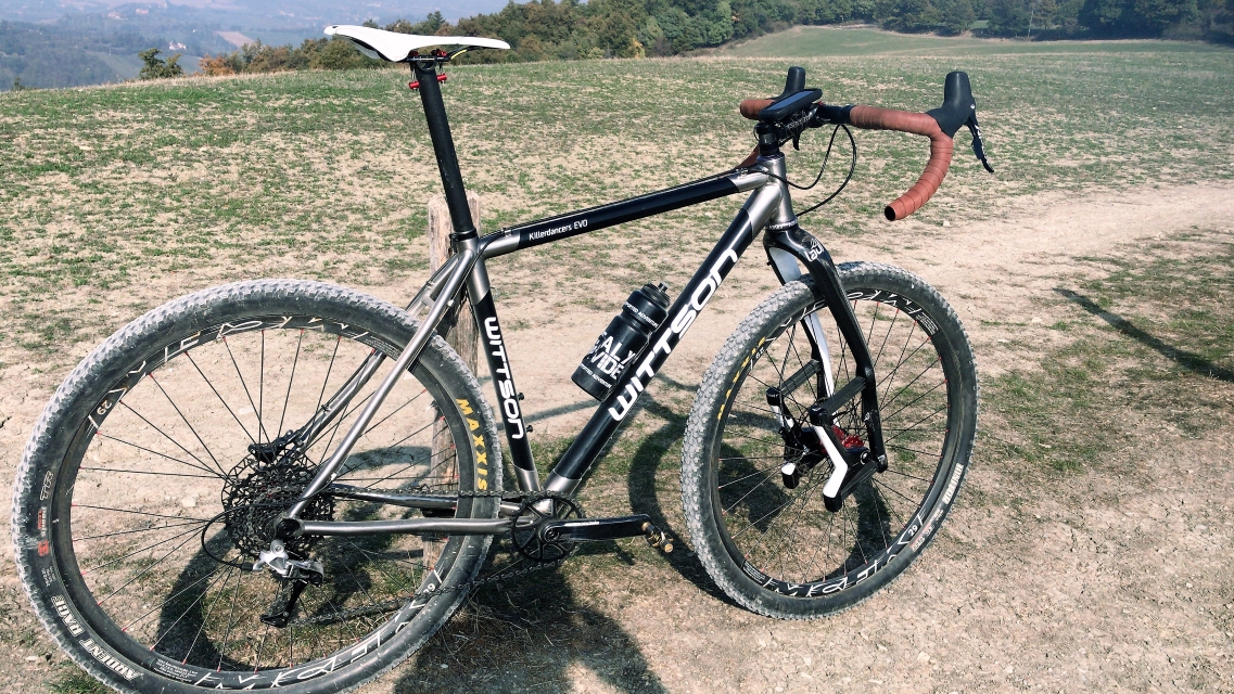 custom carbon gravel bicycle with titanium lugs lauf grit fork mcfk wheelset