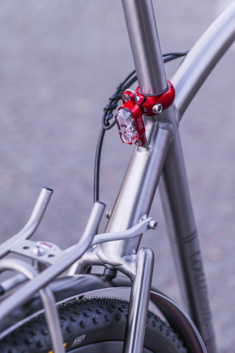 Titanium bicycle with custom taillight mount