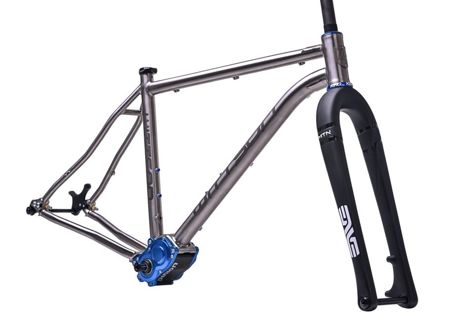 titanium 29er frame with pinion gearbox and gates belt drive